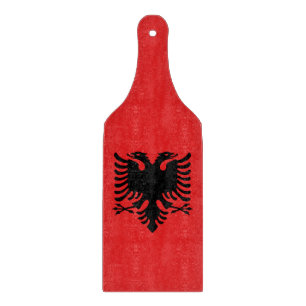 Planche À Découper Drapeau de pagaie en verre de l'Albanie