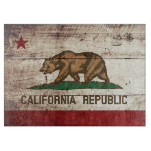 Planche À Découper Drapeau d'état de la Californie sur le vieux grain