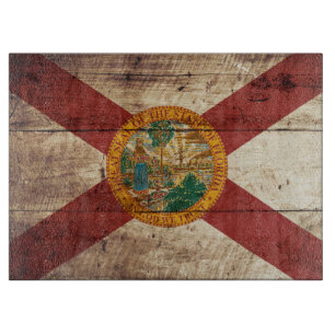 Planche À Découper Drapeau d'état de la Floride sur le vieux grain e
