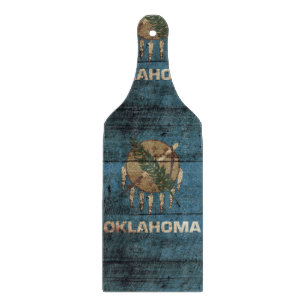 Planche À Découper Drapeau d'état de l'Oklahoma sur le vieux grain e