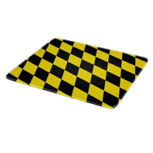 Planche À Découper Drapeau diamant de Bavière noire et jaune Motif