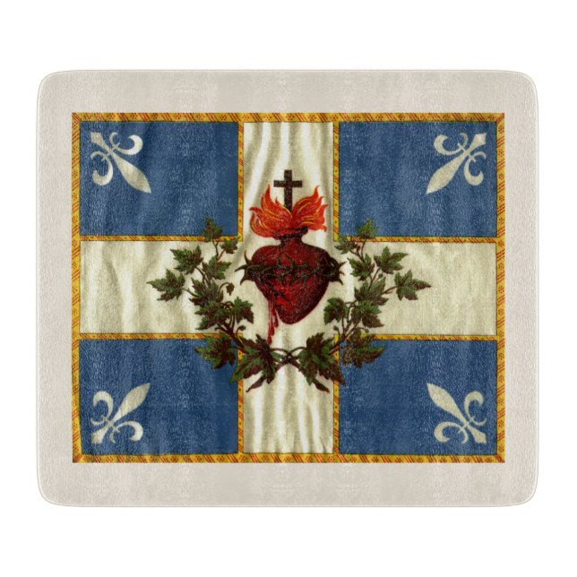 Planche À Découper Drapeau Québec antique Carillon Sacré-Cœur (Devant)