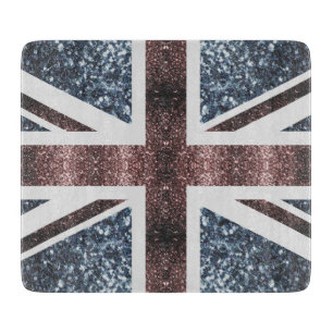 Planche À Découper Drapeau rustique UK rouge bleu étincelants parties