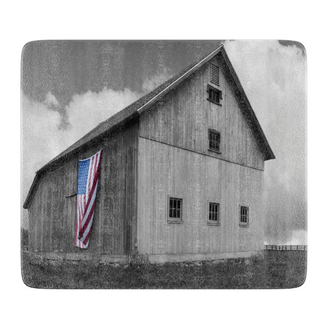 Planche À Découper Drapeaux de nos agriculteurs - Grange avec drapeau (Devant)