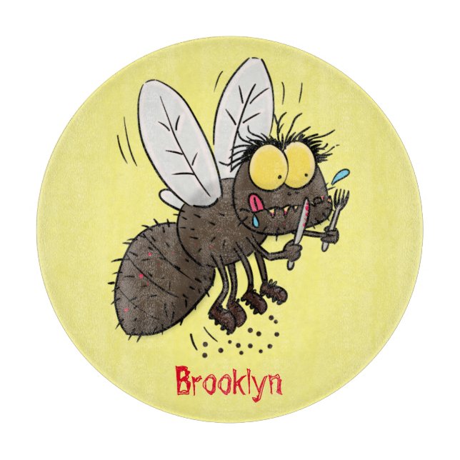 Planche À Découper Drôle dessin animé d'insecte de la mouche à cheval (Devant)