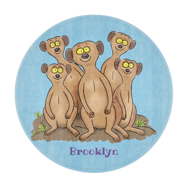 Planche À Découper Drôle dessin de la famille meerkat (Devant)