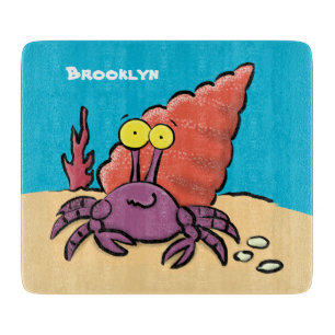 Planche À Découper Drôle mignon caricature pourpre crabe ermite