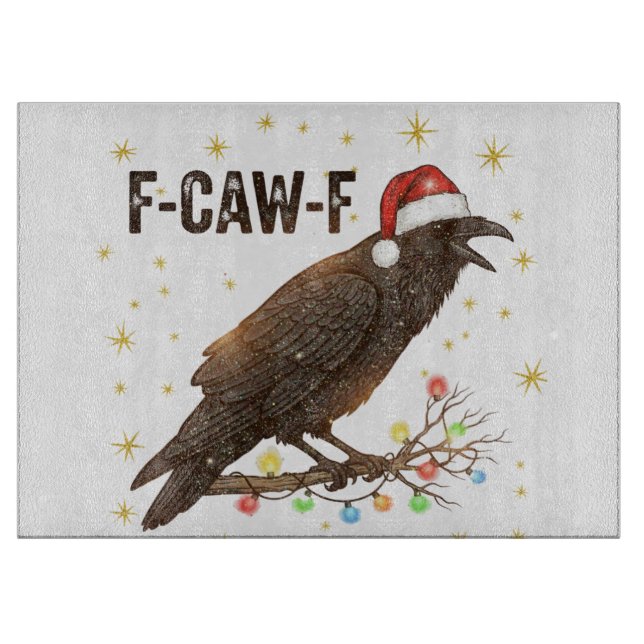 Planche À Découper Drôle Noël Corbeau Corbeau F-CAW- F (Devant)