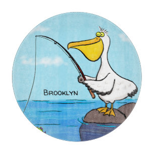 Planche À Découper Drôle pélican de pêche