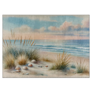 Planche À Découper Dunes côtières pastel à l'aquarelle