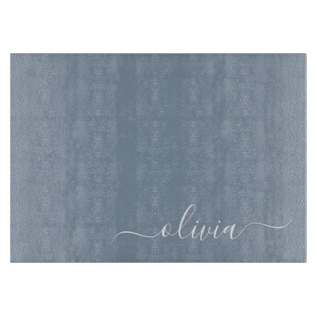 Planche À Découper Dusty Blue minimaliste moderne Monogramme élégant (Devant)