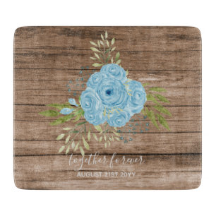 Planche À Découper Dusty Blue Roses NewlyWeds Mariage cadeau personne