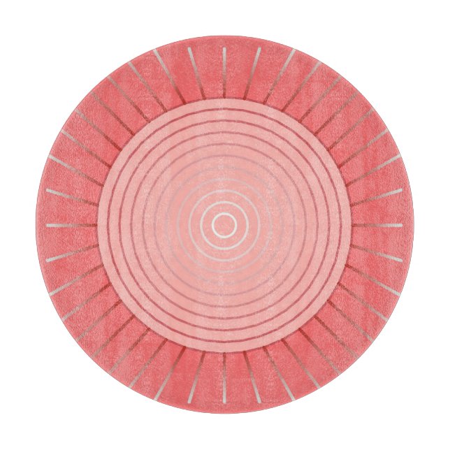 Planche À Découper Éclat de soleil géométrique moderne - Rose corail  (Devant)