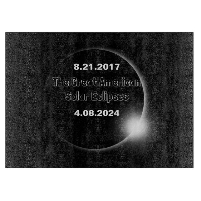 Planche À Découper Éclipse solaire double datée 2024 & 2017 (Devant)