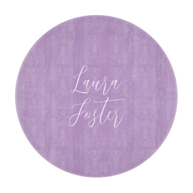 Planche À Découper Écriture manuscrite Nom élégant Couleur Lilac (Devant)