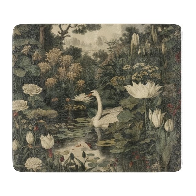 Planche À Découper Élégance botanique - Le cygne dans la forêt (Devant)