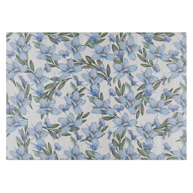 Planche À Découper Élégance claire : Bleu transparent et végétal vert (Devant)