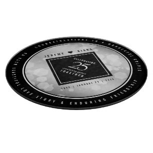 Planche À Découper Élégant 25e anniversaire de Mariage d'argent