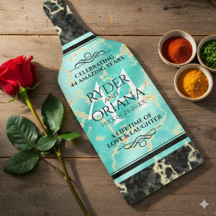 Planche À Découper Élégant 44ème anniversaire de Mariage turquoise