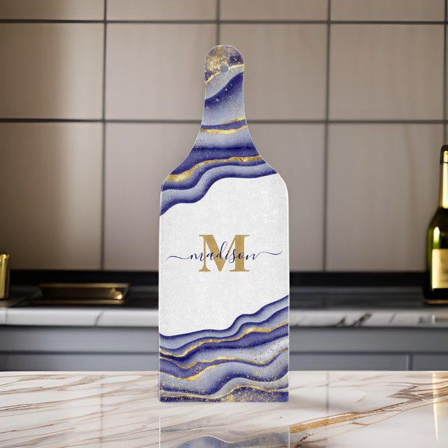 Planche À Découper Élégant Agate en marbre violet Monogramme (Créateur téléchargé)