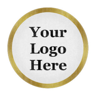 Planche À Découper Élégant Blanc et Faux Gold Votre logo ici