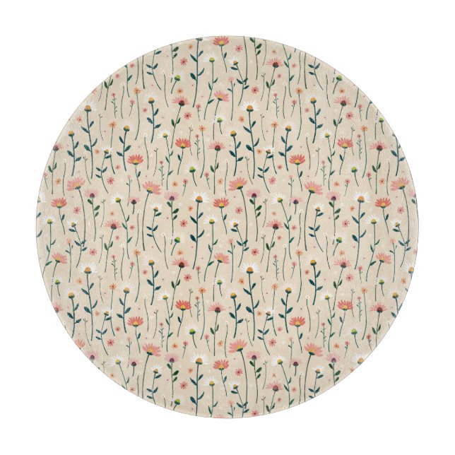 Planche À Découper Elégant Boho Chic Fleur sauvage Cutboard moderne (Devant)