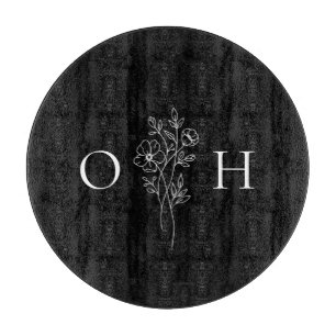 Planche À Découper Elégant Boho Floral Monogram Coupe Board