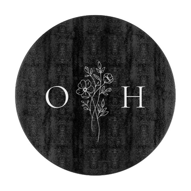 Planche À Découper Elégant Boho Floral Monogram Coupe Board (Devant)
