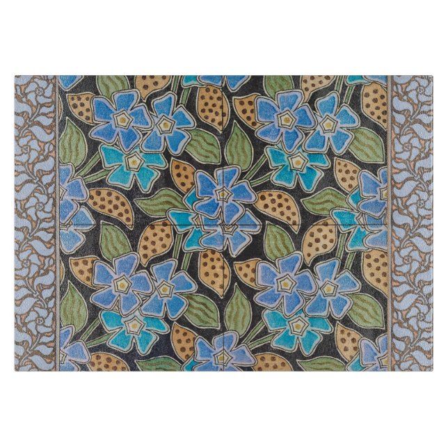 Planche À Découper Élégant Fleur Bleu Périwinkle Floral Classic (Devant)