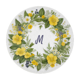 Planche À Découper Élégant Floral Joli Monogramme Fleurs de Printemps