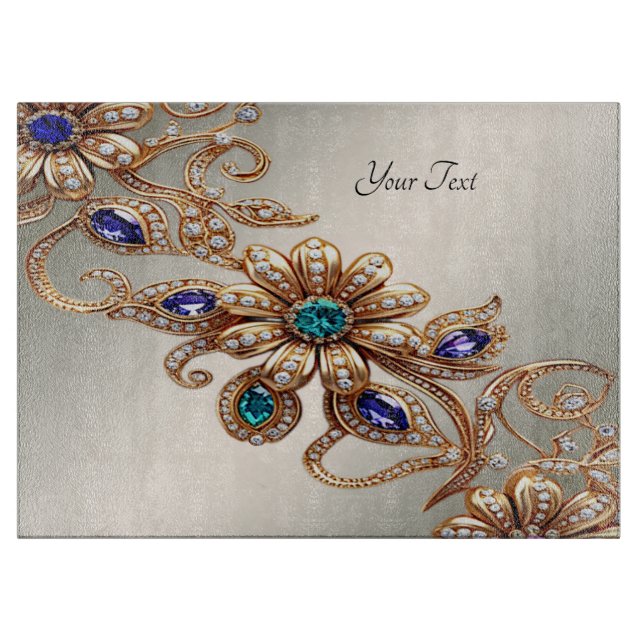 Planche À Découper Elegant Gold Jewel Flowers Cutting Board (Devant)