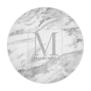 Planche À Découper Élégant marbre Argent Huile Monogramme métallique