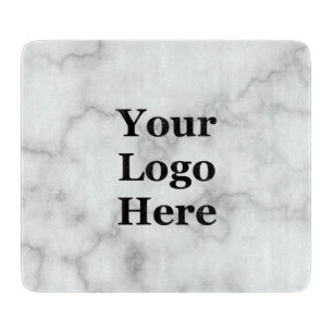 Planche À Découper Élégant Marbre blanc Faux Votre Logo D'Entreprise