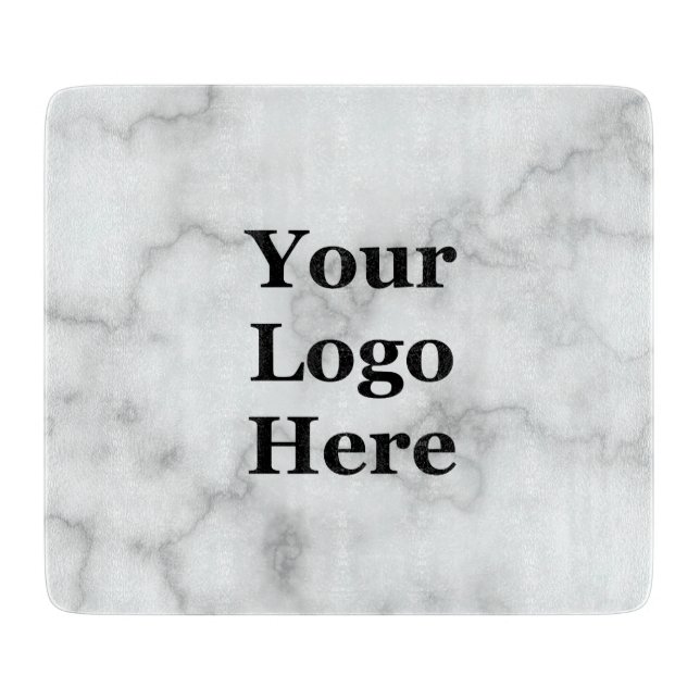 Planche À Découper Élégant Marbre blanc Faux Votre Logo D'Entreprise (Devant)