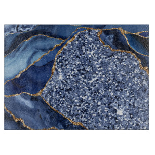 Planche À Découper Elégant Marine Bleu et Parties scintillant d'or Oc