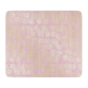 Planche À Découper Élégant motif moderne d'ananas et d'or rose