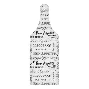 Planche À Découper Élégant Noir et Blanc Bon Appetit Chef Français