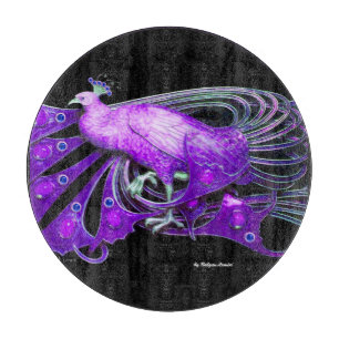 PLANCHE À DÉCOUPER ÉLÉGANT PEACOCK EN PURPLE NOIR