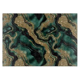 Planche À Découper Élégant vert et or Parties scintillant Agate Motif
