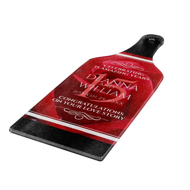 Planche À Découper Élégante fête du 15e anniversaire du Mariage Rose (Coin)