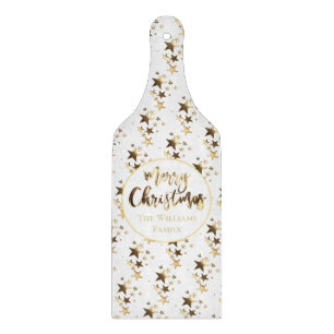 Planche À Découper Elégante Gold Look Etoiles Motif Joyeux Noël