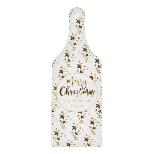 Planche À Découper Elégante Gold Look Etoiles Motif Joyeux Noël (Devant)