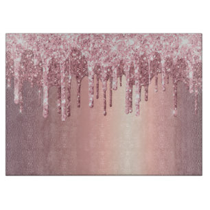 Planche À Découper Elégante parties scintillant en or rose en cuivre 