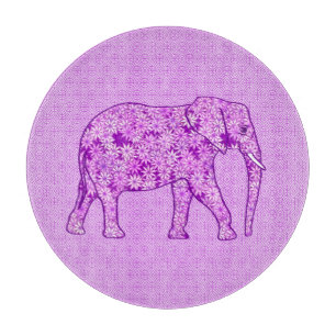 Planche À Découper Eléphant fleur - améthyste violet