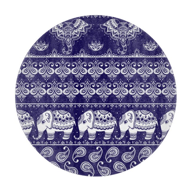 Planche À Découper Elephant, paisley : motif vintage tribal. (Devant)