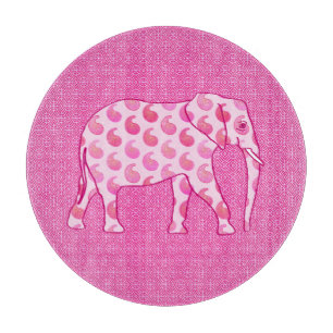 Planche À Découper Éléphant Paisley - rose givré et fuchsia