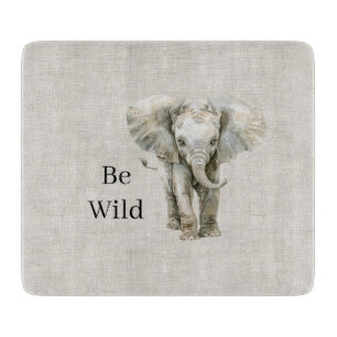 Planche À Découper Éléphant Safari Animal Fausse Linen