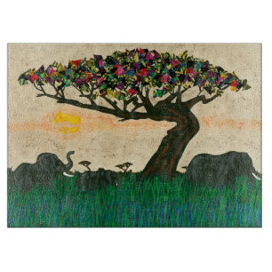 Planche À Découper Éléphants sur les avions d'Afrique