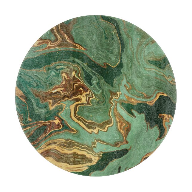 Planche À Découper Emerald Elegance : Gold Marble Luxe (Devant)
