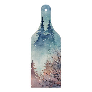 Planche à découper en art d'hiver à l'aquarelle